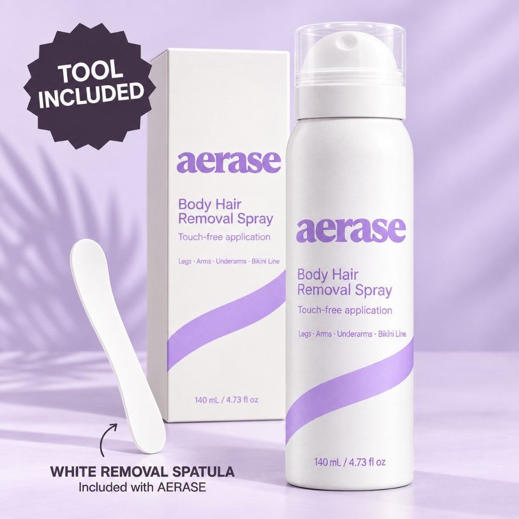 AERASE bottle, carton and included spatula